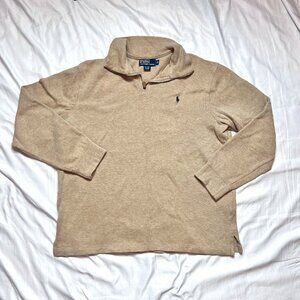 POLO RALPH LAUREN Estate-Rib Quarter-Zip Pullover Men's Size XL Beige/Tan Logo'd